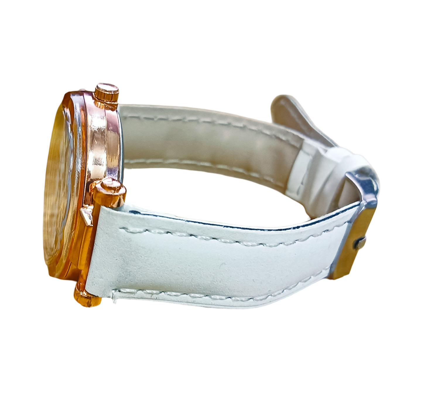 Dragonfly Delight White Leather Watch