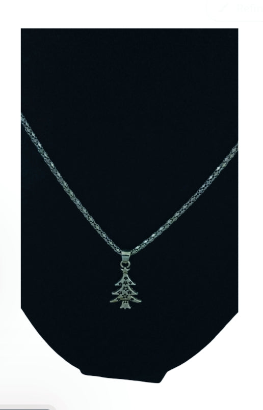 Stainless Steel Christmas Tree Pendant Necklace