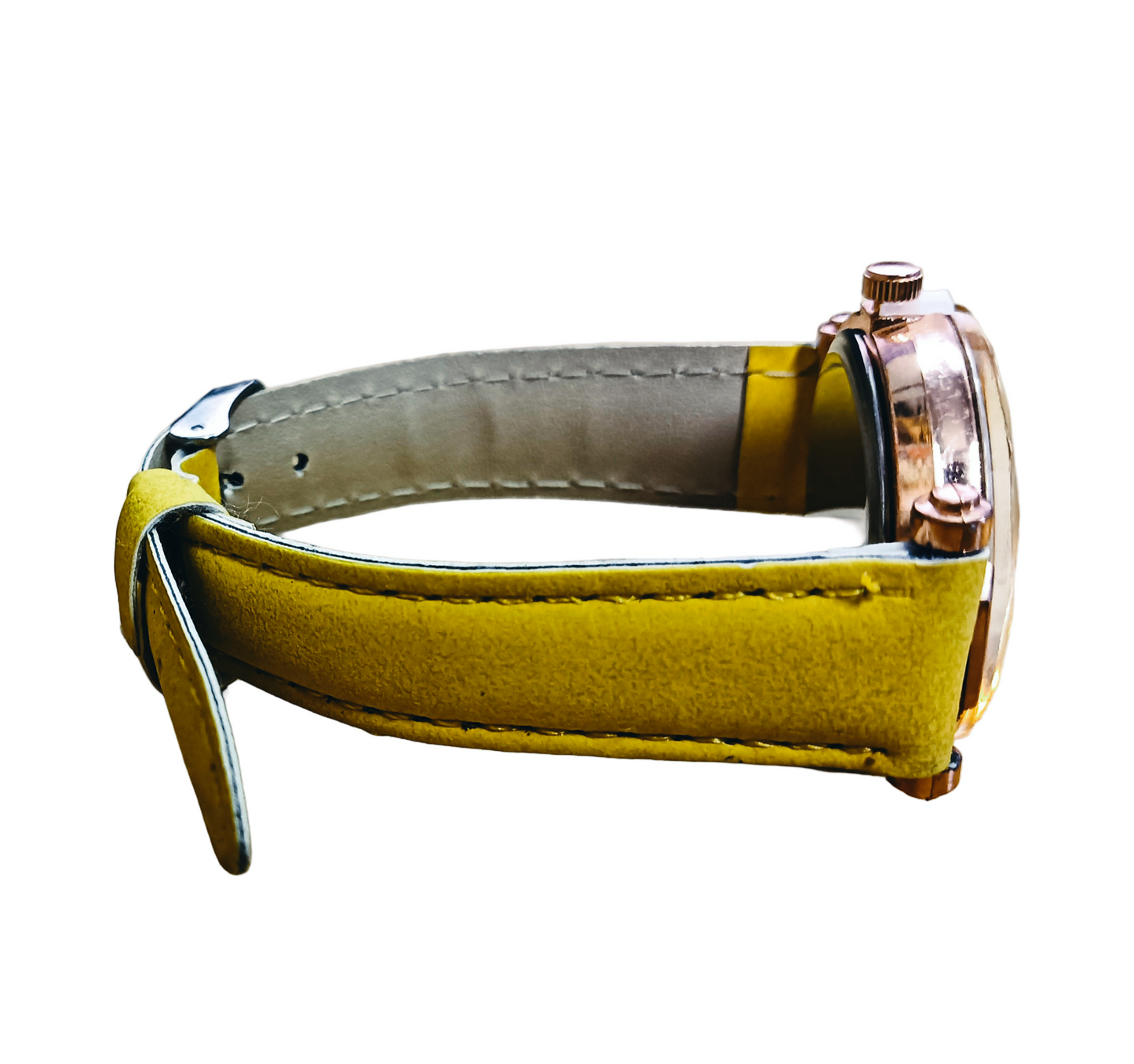 Reindeer Watch - Yellow Strap, Gold plated Case